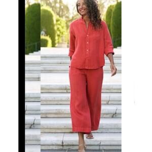 Frank & Eileen Tuscany Getaway Linen Set Red Matching Outfit XS